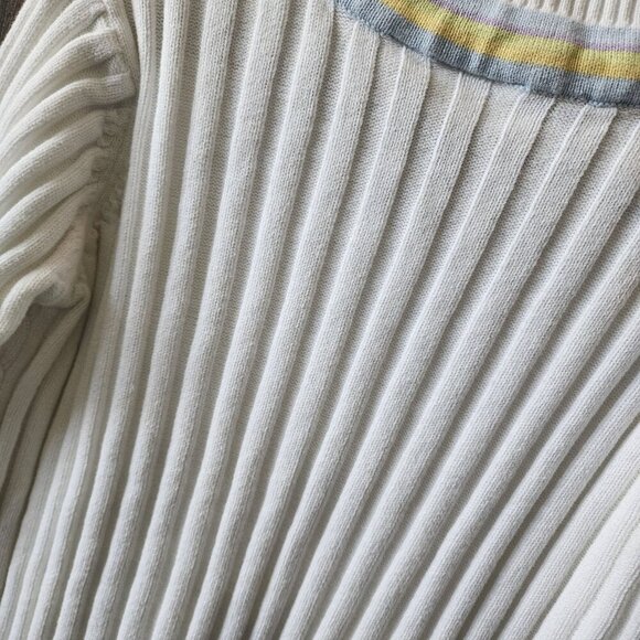 RUSS Liz Claiborne V-Neck White Tennis Sweater Women's Size XL Preppy Cable Knit - Picture 12 of 13